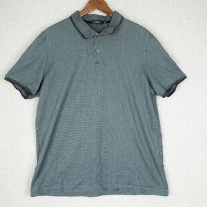 Theory Polo Mens Extra Large Green Gray Ringer Knit Golf Lightweight Preppy